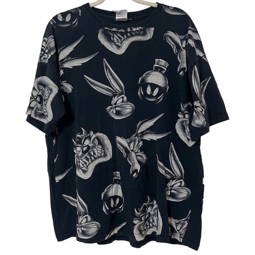 Looney Tunes All Over Print Retro Y2K Tee T-shirt Short Sleeve black size XL